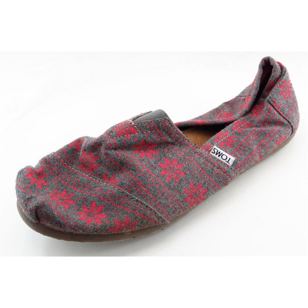 Toms Loafers Red Fabric Women Shoes Size 9.5 Medium